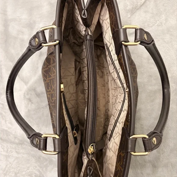 Calvin Klein Dark Brown Monogram Shoulder Bag - Picture 4 of 8